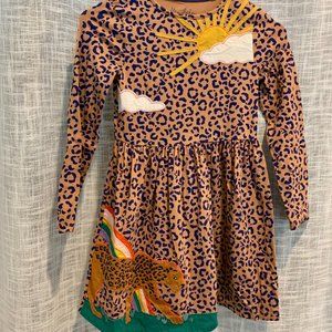 Mini Boden Applique' Cheetah Dress, Long Sleeve, Size 8-9 Girl